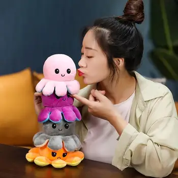 Farba Octopus Plyšové Plyšové Hračky 20 cm Kawaii Anime Fip Plyšové Pulpo Reversibl Dieťa Spoločník Bábika valentín Simulácia Darček