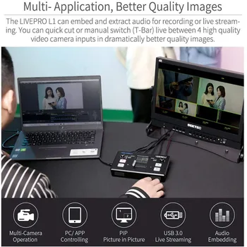 FEELWORLD LIVEPRO L1 V1 Multi-Formát Video Mixer Prepínač 4 x HDMI Vstupy USB 3.0 Multi Fotoaparát Výroby v Reálnom Čase Live Streami