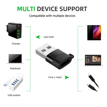 USB OTG Prevodník Typ C na USB2.0 Adaptér Pre Samsung S8 S9 Huawei P30 USB C Samica na USB 2.0 Muž Prevodník S Reťazca OTG