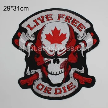 LIVE FREE or DIE Amerika Kanada veľké Výšivky Opráv Bunda Späť vesta Biker Punk príslušenstvo šiť na 29*31 cm