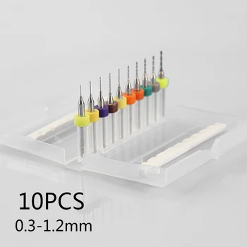 10Pcs 0.3~1,2 mm PCB Tlač Doska Karbidu CNC Mini Micro Vrtákov Nástroje