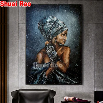 Africká žena cross stitch 5d ručné diamond maľby plné námestie vŕtať kamienkami obrazu diamond výšivky lady,
