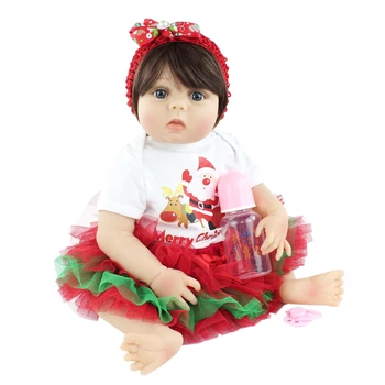 55 CM, Full Silikónové Reborn Baby Doll Pre Dievča Ako Skutočný Novorodenca Batoľa Boneca Dieťa Narodeniny Vianočný Darček Kúpať Hračka