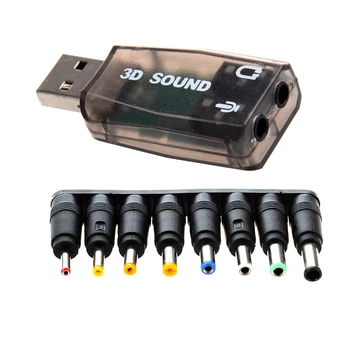 Okamžite Externá 5.1 USB 3D o Zvukovú Kartu Adaptér s 8 Sady Univerzálny Konektor DC Napájací Menič