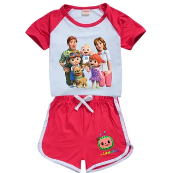 Cocomelon Dop ShippingT-tričko, Šortky rekreačný Šport Oblek Dievčatá Oblečenie Set sa Dieťa Chlapcov, oblečenie pre voľný čas Oblek Veľké Deti Letné Tričko