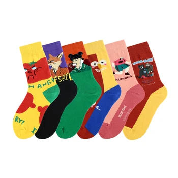 Výtvarné Umenie Kreslených Happy Socks Skarpetki Tvorivé Zvieratá Paradajka Panda Ponožky Ženy Harajuku Roztomilý Calcetines Mujer Sox