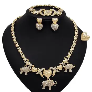 Nové Africké Šperky Stanovuje Módny Náhrdelník Náušnice, Náramok, Prsteň pre Ženy, Zlatá Farba Šperkov, Svadobných Doplnkov