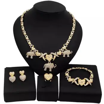 Nové Africké Šperky Stanovuje Módny Náhrdelník Náušnice, Náramok, Prsteň pre Ženy, Zlatá Farba Šperkov, Svadobných Doplnkov