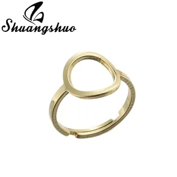Shuangshuo Jednoduché Kreatívne Duté Kolo Prst Krúžky Nastaviteľné Geometrický Trojuholník Pentagram Krúžok pre Ženy Módne Šperky Darček