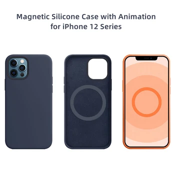 Úradný Magnetické Kvapaliny Silikónové puzdro Pre iPhone 12 Pro Max Kryt Pre Magsaf* S Animáciou Kryt Pre iPhone 12 Mini S Box