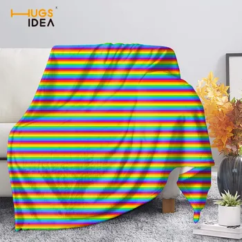 HUGSIDEA Rainbow Príznak Tlač Fleece Deka Teplé Farebné Prenosné Mäkká Deka Domov Bedbread Zahŕňa Manty De Cama