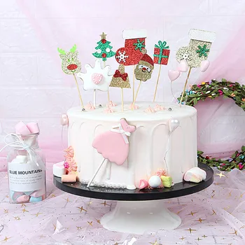 1pcs Vianočné Tortu Vňaťou Vložiť Narodeniny, Svadobné Party Cake Decoration Karty Cupcake Vňaťou Pre Xmas Party Vianoce Cake Decor
