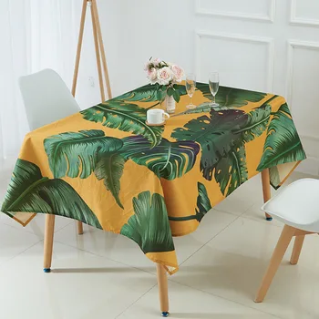 Nordic Štýl Tropické Zelené Listy Nepremokavé Bielizeň, Obrusy Domácej Kuchyni Hotel Jedálenský Stôl Písací Stôl Dekoratívne Obrus