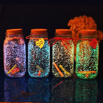 Svietiť V Tme 10g Svietiace Party DIY Svetlé Noctilucent Piesku Farba Star, ktorí Chcú Fľaša Fluorescenčné Častice Dieťa Darček
