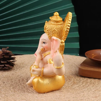 Zlato Pán Ganeš Sochu Budhu Slon Boh Sochy Ganesh Figúrky umelý Kameň Domov Záhrada Buddha Sochy a Dekorácie