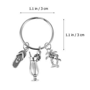 Mini Keychain Kľúčový Prívesok pre Mužov a Ženy Zliatiny Koktail Flip-Flops Strom Prívesok Kľúča Držiteľa Krúžok Ornament