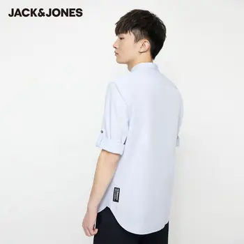 JackJones pánske Bavlna Bežné Pure Color Stand-up Golier 3/4 Rukávy Tričko|220231503