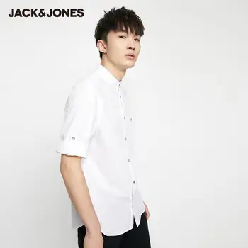 JackJones pánske Bavlna Bežné Pure Color Stand-up Golier 3/4 Rukávy Tričko|220231503