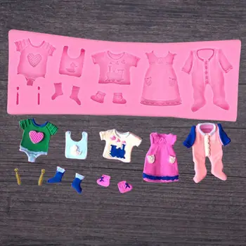3D Detské Oblečenie Silikónové Formy Baby Sprcha Strany Cake Zdobenie Nástroje Pečenie Čokoláda Zapekacej Misky Kuchynské Doplnky
