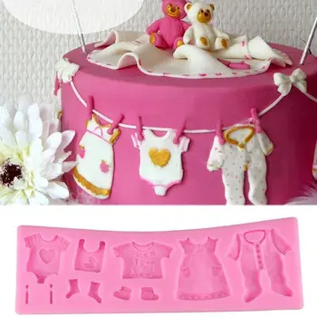 3D Detské Oblečenie Silikónové Formy Baby Sprcha Strany Cake Zdobenie Nástroje Pečenie Čokoláda Zapekacej Misky Kuchynské Doplnky