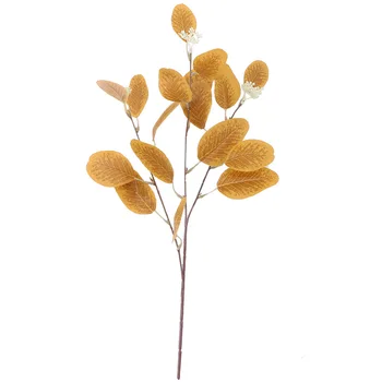 5 ks Simulácie 3-vidličky Eukalyptu Leaf Umelé Rastliny Svadobný Kvet Usporiadanie Falošné Rastliny s Ovocím Domova Listy
