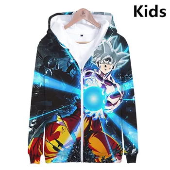 3, Do 14 Rokov, Deti zips Goku Hoodies 3D Tlač Chlapec dievča Mikina s Kapucňou, Anime Deti Goku Bunda Nadrozmerné Dieťa Oblečenie