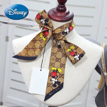 Karikatúra Disney Mickey Mouse Multi-funkčné Tlač Módne Wild Šatku Nové Double-layer All-hodvábne Stuhy Dámy Hairbands