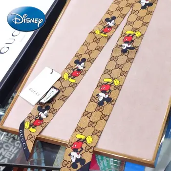 Karikatúra Disney Mickey Mouse Multi-funkčné Tlač Módne Wild Šatku Nové Double-layer All-hodvábne Stuhy Dámy Hairbands