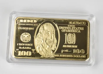 Pozlátené Dolárov Pamätné 100 USD Dolár Kovové Mince, Zlatý Bary Zlato Antické Zbierky s darčekovej krabičke