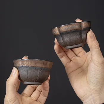 Japonský Štýl Hrubej Keramiky Gilding Železa Glazúra TeaCup Keramické Kung Fu Šálku Čaju Ročníka, Jeden Pohár Majstra Pohár Misy Teacups