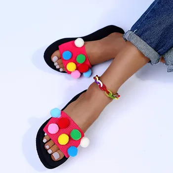 Dámske Letné Farebné Dekorácie Papuče Nosiť Módne Veľké Veľkosti Candy Farby Jedno slovo Sandále A Papuče Jednoduché Flip-flop R5
