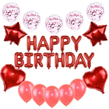 27pcs/set Happy Birthday List Balóny ružové Zlato Strieborné Fólie Abecedy Star Srdce Ballon pre Dievča, Chlapca, Narodeniny, Party Dekorácie