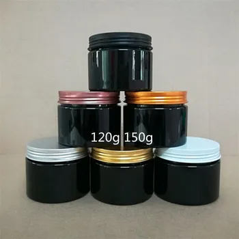 Veľkoobchod 120 g 150 g Plastová nádoba s Vekom Skrutku Tin Black Kontajner Prázdny Kozmetický Krém v Prášku Hrniec make-up Okno