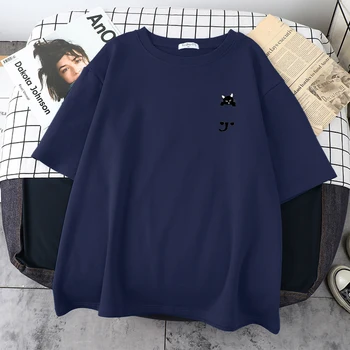 Roztomilý Čierna Mačka Tlače Dámske Tričká Nadrozmerné Priedušná Topy Krátke Rukávy Bežné T-Shirts Módne Pohodlné Pánske Tričko