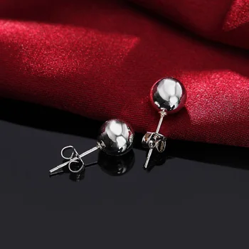 Nové 925 Sterling Silver Šperky pre muža, Ženy 8-10 MM Jednoduché korálky Ušné štuple Valentína Darčeky Ulici všetky vaše Šperky