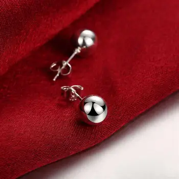 Nové 925 Sterling Silver Šperky pre muža, Ženy 8-10 MM Jednoduché korálky Ušné štuple Valentína Darčeky Ulici všetky vaše Šperky