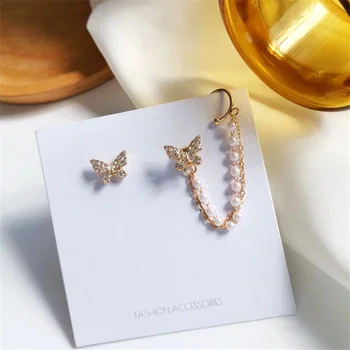 Kórejský Elegantné Roztomilý Drahokamu Motýľ Stud Náušnice Pre Ženy, Dievčatá Módne Kovové Reťaze Boucle D'oreille Šperky, Darčeky
