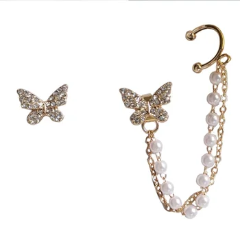 Kórejský Elegantné Roztomilý Drahokamu Motýľ Stud Náušnice Pre Ženy, Dievčatá Módne Kovové Reťaze Boucle D'oreille Šperky, Darčeky