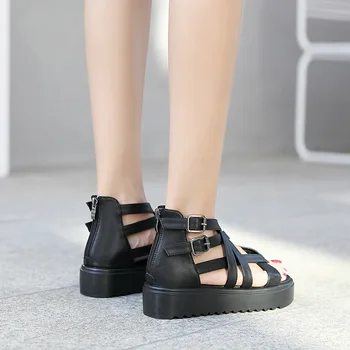 ADBOOV 2021 Nové Kožené Gladiator Sandále Ženy, Otvorené Prst Ploché Sandál Topánky Dámske