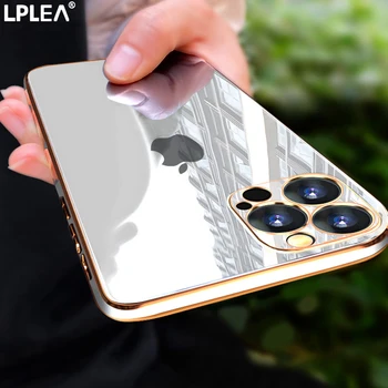Luxusné Námestie Transparentné Á elektrolyticky pokrývajú puzdro Pre iPhone 11 12 Pro Max mini XR X XS Max 7 8 6 6 Plus SE 2 Späť TPU Kryt