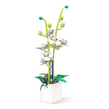 MOC Phalaenopsis Rastliny Váza, Črepníkové Kvety, Stavebné Bloky, Zelená Orchidea, Kvet Tehly Domáce Dekorácie, Hračky Pre Deti, Darčeky