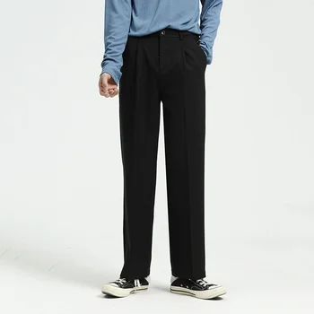 IEFB Men's 2021 Autumn New Suit Pants Korean New Straight Casual Black Trousers Korean Style Simple Versatile Grey Pants 9Y5954