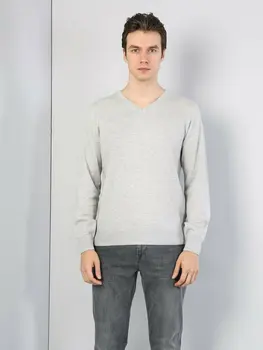 Colins Mužov Pravidelné Nosenie Grey Heather SweatersMen je sveter módne sveter vrchné oblečenie,CL1023230