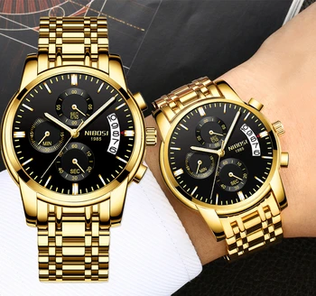NIBOSI Luxusné Quartz Muži Hodinky Chronograf Športové náramkové hodinky pre Mužov Nepremokavé Nehrdzavejúcej Ocele Svetelný Relogio Masculino