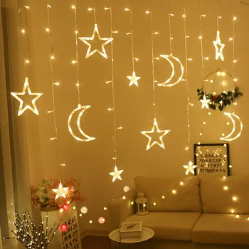 Ramadánu Dekorácie String Svetlá LED Hviezdy, Mesiac Lampa Gypsophila Opony Romantický Izba Tvorivé Dekoratívne Lampy