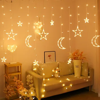 Ramadánu Dekorácie String Svetlá LED Hviezdy, Mesiac Lampa Gypsophila Opony Romantický Izba Tvorivé Dekoratívne Lampy
