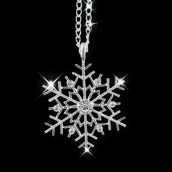 Crystal Zirkón Snowflake Striebro Kúzlo Reťazca Náhrdelník Prívesok Snow Flower Reťazca Náhrdelník Šperky Darček