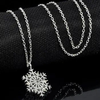 Crystal Zirkón Snowflake Striebro Kúzlo Reťazca Náhrdelník Prívesok Snow Flower Reťazca Náhrdelník Šperky Darček