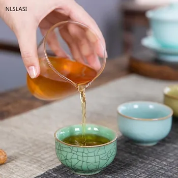 6pcs/set Longquan Celadon Šálku čaju Ručné Keramické teacup Boutique porcelánu malé čajové misky prenosné Osobné Jeden Pohár