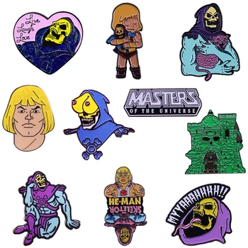 Majster Vesmíru On-man Odznak Skeletor Darebák Hrad Grayskull Smalt Pin Retro 80s Cartoon Brošňa Fanúšikov Veľkú Zbierku